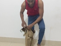 Intense solo masturbation session with a massive black cock part 1