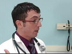 Doc Jimmy Durano spreads his legs for patient Parker Wright