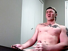 Inked hottie Alex Weber jerking off like a champ