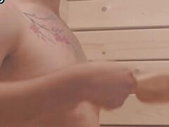 Sauna stud barebacked by massive tattooed bear till cumshot