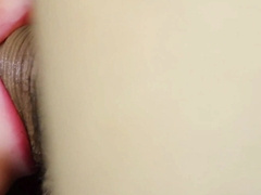 highly close-up of inserting a dick into a moist jaws