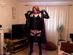 Adult scene in pvc rain coat