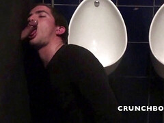 Slut sucked cock in glory holes in toilets