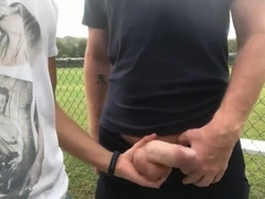 Two athletes meet on the Sportsfield.