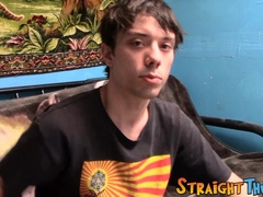 Straight young thug demonstrates his masturbation technique