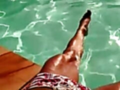 Muscled gay guy sucks dick and gets fucked by the pool