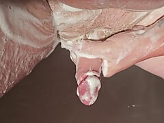 Soaping white cock