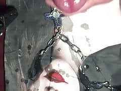 cumtribute to a pierced Emo Goth Whore in topless