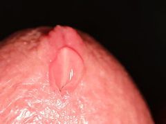 Extreme closeup of my dripping wet dick