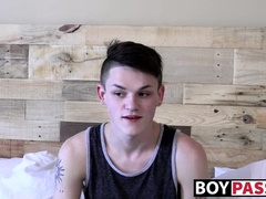 Inked twink dildos his ass and jerks off until he cums hard