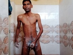 Rajesh jerking off and cumming in the shower