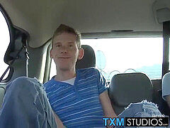 beautiful youngster Josh Hancock surprise threeway at the back seat