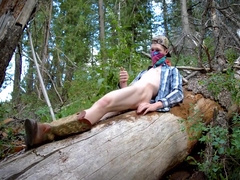 Hunk In Wilderness Wanks His Own Big Dick And Wanks Out Big Cumshot Onto A Fallen Tree. 13 Min