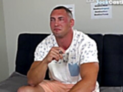 ripped audition hunk masturbates off with fleshlight