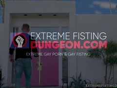 Hunky Bruce Jones got his ass wrecked after being fucked with a massive dildo by hair