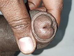 Touching and playing with my indian black big cock and peeing in toilet and them cum and cumshot play