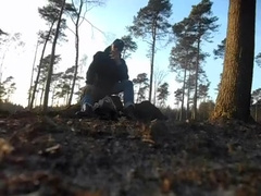 nlboots - outdoors in the wood in rubber boots and jodphurs