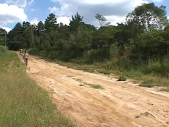 Wild dudes drill each other in the wilderness