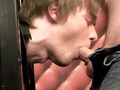 Caged twink throats cock naked and endures anal sex in harsh scenes