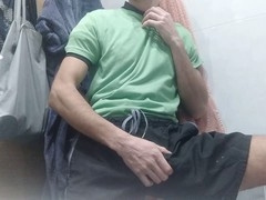 Enormous load expelled by hung guy in steamy solo gay stroking session