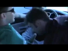Big cock blowjob in moving car