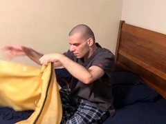 Enjoying some breathless fun with my latex ball sack and leather belt