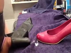 ShoeFuck with Cockcage