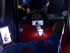 Front angle 1of 5 and a vibrator gaping his hole open and filling up my ass until he cums