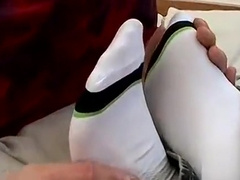 Boy shows sexy foot fetish