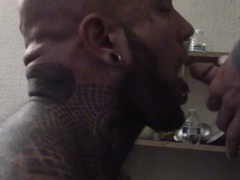 Bear with lots of tattoos gives a blowjob in a compilation