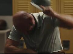 Gay coach & players having threeway in the locker room