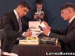 After school Felix and Gabriel moan and bareback with slutty Jack