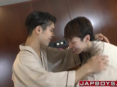 Sexy Asian guy blows cock before anal fucking his lover