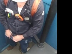 Bearded Hunk Strokes Cock Outdoors in a Porty Potty