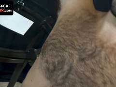 Riley Ross is on all fours with his mouth open and eagerly swallowing down his top's