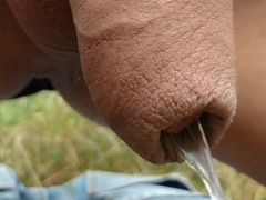 Urinating outdoor at different angles compilation - Uncircumcised manhood