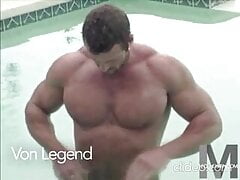 Big muscled hunk Von L. solo jerking off and cumshot