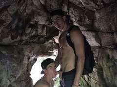 Outdoor fuck in the woods and in a cave with hunk BFs
