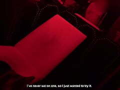 Adult Cinema 5 full shaved: Gynochair masturbation in porn cinema cum on completely shaved body. Chubby Exhibitionist Tobi00815