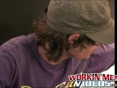 Tattooed dude enjoys smoking cigars and gently jerking off