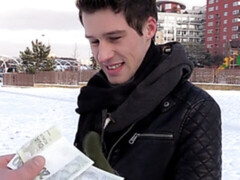 Bubble butt twink takes a facial after anal fucking