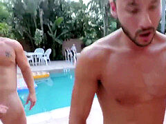 Pool group sex without a condom
