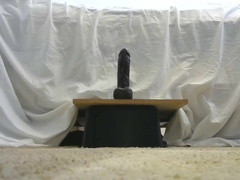 Crossdresser Takes BBC Dildo Wearing Dress & Heels