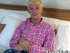 Young blond masturbates solo and jizzes