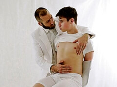 Elder Awbride jerks off while kissing President Lewis