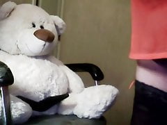 sissy sarah giving handjob and blowjob to teddybear