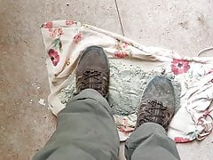 crushing cement powder on floral 10 dress