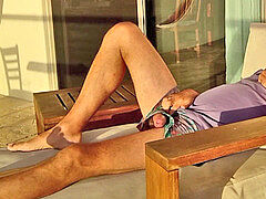 German dad jerking at beach mansion