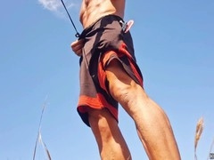 Hotsportfitboy masturbates on the beach