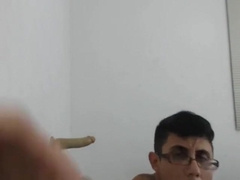 Hot nerd guy enjoy toy